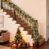 9FT Prelit Christmas Garland Decorations with LED Lights, Battery Operated Lighted Garland with Ball Poinsettia Ornaments for Xmas Decor - 2 of 4