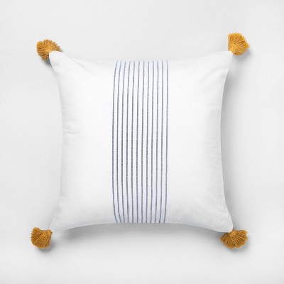 blue tassel pillow