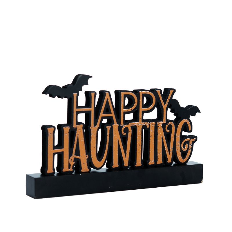 VIP Wood 14 in. Black Happy Haunting Table Sign, 1 of 2