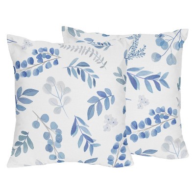 Set of 2 Botanical Decorative Accent Throw Pillows Blue - Sweet Jojo Designs