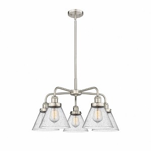Cone - 5 Light Stem Hung Chandelier In Art Deco Style-15 Inches Tall and 25.75 Inches Wide - 1 of 1