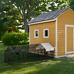 Large Metal Chicken Coop for 10 Chickens,Heavy Duty Reinforced Wire Mesh Run w/Waterproof & Anti-UV Cover,Secure Lock for Chickens/Ducks/Rabbit - 1 of 4