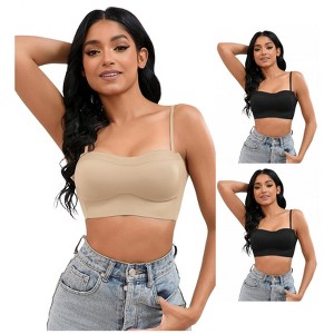 INSPIRE CHIC 3 Pcs Women's Push Up U Back Adjustable Straps Full Cup Wirefree Tube Convertible Bras - 1 of 4