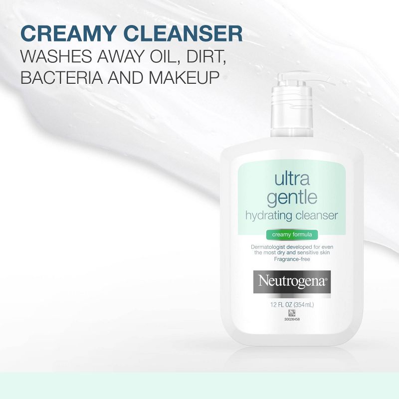 Neutrogena Ultra Gentle Hydrating Facial Cleanser for Sensitive Skin - Fragrance Free - 12 fl oz, 5 of 10