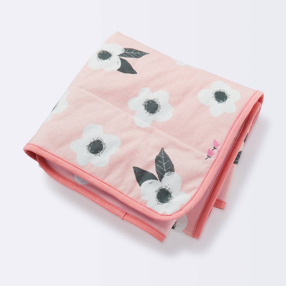 Jersey Knit Reversible Baby Blanket Floral - Cloud Island™ - Pink: Cotton, 40" x 30"