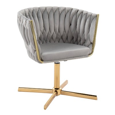 Braided Renee Swivel Accent Chair Gold/silver - Lumisource: Velvet ...