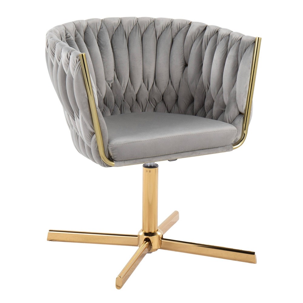 Photos - Chair Braided Renee Swivel Accent  Gold/Silver - LumiSource