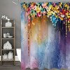 Watercolor Flower Home Decor Shower Curtain, Abstract Herbs Weeds Blossoms Ivy Back with Florets Shrubs Design, Fabric Bathroom Decor Set with Hooks - 2 of 4