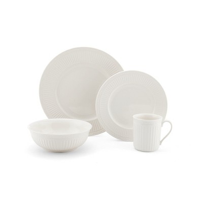 Italian Countryside White Porcelain 16-Piece Dinnerware Set, Service for 4