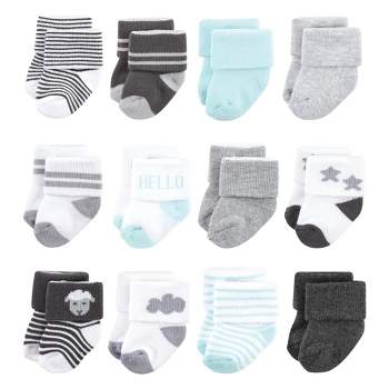 Hudson Baby Unisex Baby Cotton Rich Newborn and Terry Socks, Sheep 12-Pack