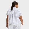 Women's Striped Cotton Blend Short Sleeve Pajama Shirt - Auden™ - 2 of 3