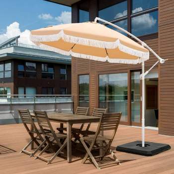 Captiva Designs 9ft Fringed Cantilever Offset Patio Market Umbrella