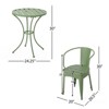 VisioGear Patio Bistro Sets, 3 Pieces Patio Dining Sets with Metal Table Top for Backyard or Poolside, Green, 24.25"*24.25"*30" - 3 of 4