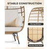 Oversize Wicker Egg Chair Outdoor with Steel Frame, Egg Basket Lounge Chair with 4 Cushions, Egg-Shaped Chair for Patio, Porch, Backyard - 4 of 4