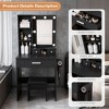 Vanity Table with Mirror & Adjustable LED Lights, Power Outlet, Hairdryer Holder & Stool – Compact Dressing Desk for Small Bedrooms(Black) - 4 of 4