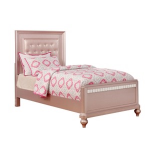 Twin Coleman Upholstered Bed Rose Gold - HOMES: Inside + Out: Crystal Button, Mirrored Footboard, Vintage Look - 1 of 3