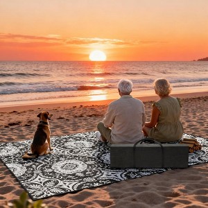 Airsurfer Large Black and White Outdoor Blanket Waterproof Beach Mat Picnic Accessory for Beach Outings - 1 of 4