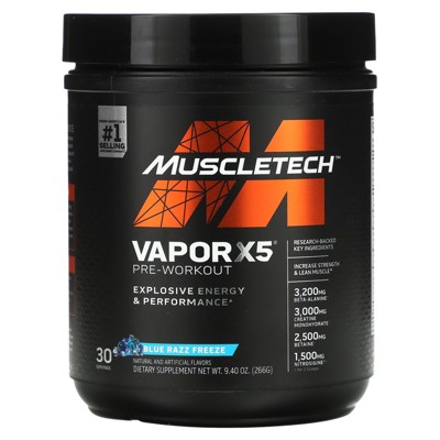MuscleTech VaporX5, Pre-Workout, Blue Razz Freeze, 9.4 oz (266 g)