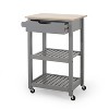 GDFStudio Tattnall Contemporary Kitchen Cart with Wheels and Natural Wood Top - 4 of 4