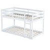 Sapphtopaz Twin Over Twin Wood Bunk Bed with Ladder & High Guardrail,Space-Saving Floor Bed for Kids Bed Frame with Slats for Bedroom - 4 of 4
