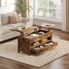 Greenstell Lift Top Coffee Table with Storage Drawers & Hidden Compartment, Multifunctional Living Room Table with Adjustable Height & Shelf - 3 of 4