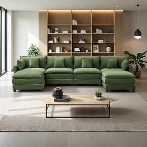 131.89" Chenille U-Shaped Modular Sectional Sofa, 6-Piece Set - 1 of 4
