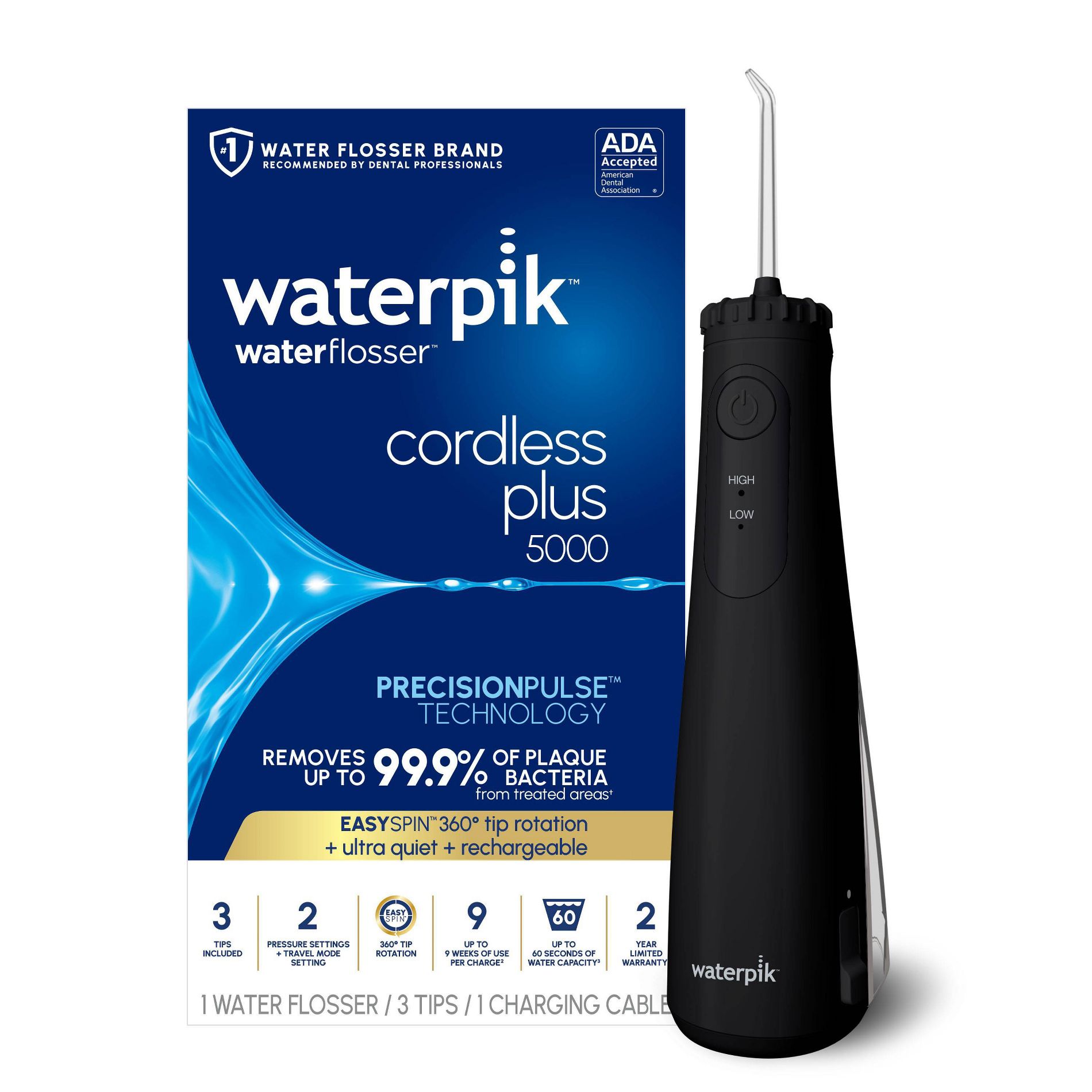 Waterpik Cordless Plus 5000 Water Flosser - Black