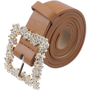INSPIRE CHIC Women's Rhinestone Buckle Belts Faux Leather Waistband Belt 1Pc - 1 of 4