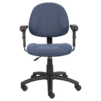 Elegant Blue Fabric Task Chair with Adjustable Arms and Swivel Base