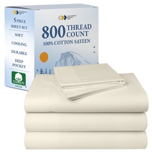 Luxury Bed Sheets Set - 800 Thread Count 100% Cotton Sheets, Deep Pocket, Soft, Cool & Breathable by California Design Den - 1 of 4