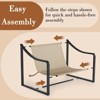 Set of 2 Sling Accent Chairs, Metal Frame Lounge Reading Chairs with Soft Cushions, Modern Comfy Armchairs for Living Room or Bedroom, Oatmeal - 2 of 4