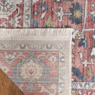 Red and Ivory Persian Style Rectangular Area Rug 3' x 5'