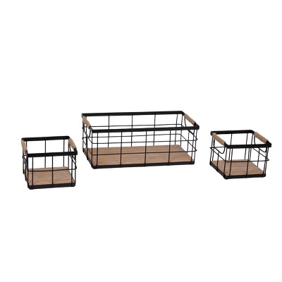 VIP Metal 12.5 in. Brown Cage Baskets Set of 3