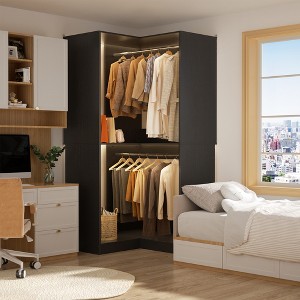 Aheaplus Freestanding Corner Closet Organizer with Hanging Rods, Space-saving Closet System for Walk-in Closet - 1 of 4