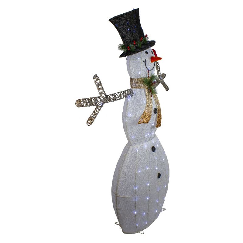 Northlight 72" White and Black LED Lighted Snowman with Top Hat Christmas Outdoor Decoration, 4 of 6