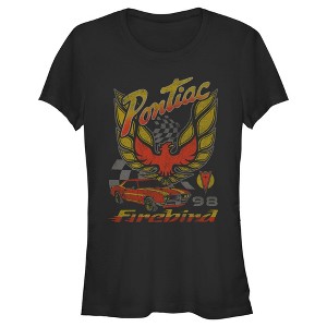 Juniors Womens General Motors Retro Pontiac Firebird Logo T-Shirt - 1 of 4