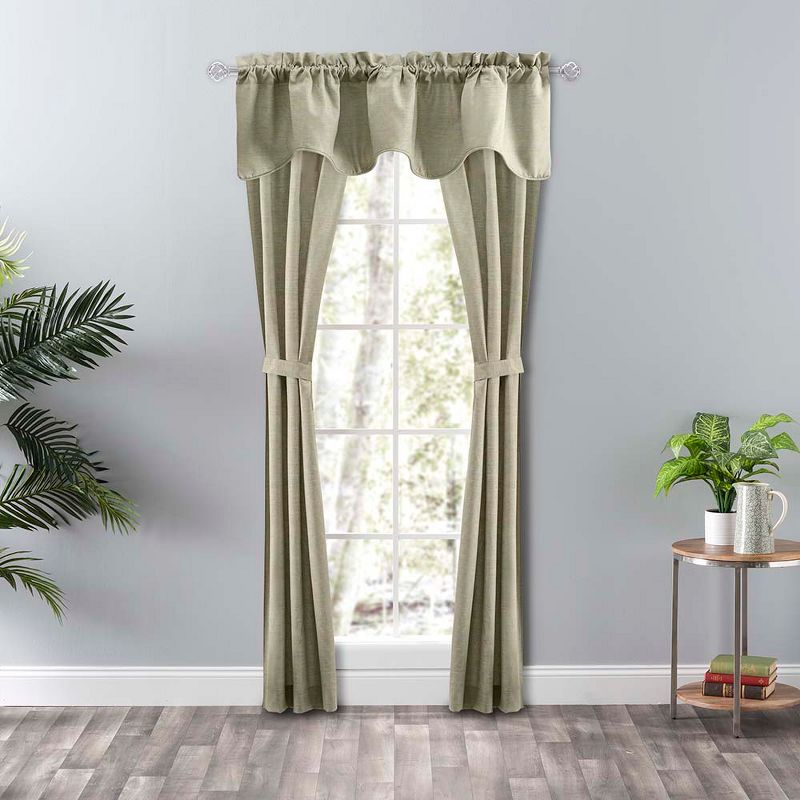 Ellis Curtain Lisa Solid Color Poly Cotton Duck Fabric Lined Scallop Valance 58" x 15" Mist, 2 of 6