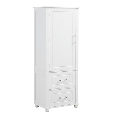 Dexmalle White Modern Tall Bathroom Storage Cabinet with Adjustable Shelf