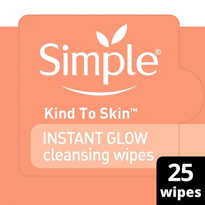 Simple Instant Glow Facial Cleansing and Makeup Removal Wipes - 25ct