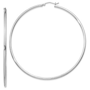 Black Bow Jewelry 2mm Sterling Silver, Extra Large Round Hoop Earrings, 70mm (2 3/4 In) - 1 of 4
