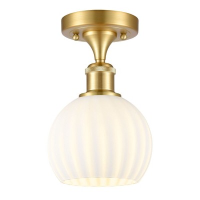 White Venetian - 1 Light Semi-Flush Mount In Modern Style-9.25 Inches Tall and 6 Inches Wide