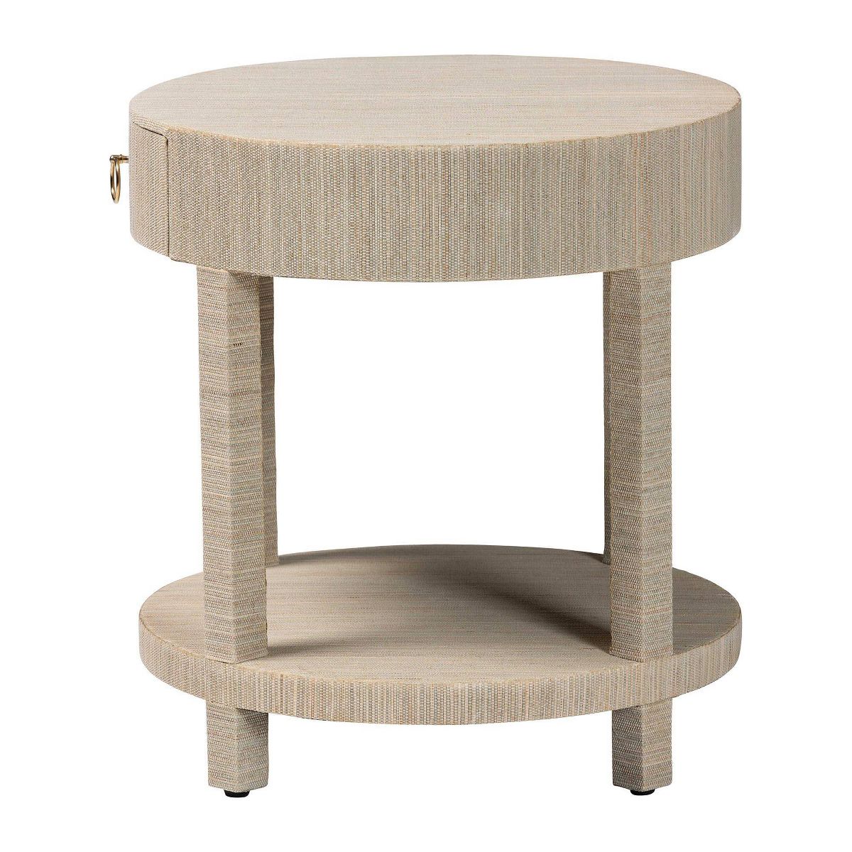 bali & pari Sadia Woven Grasscloth 1 Drawer Nightstand Natural/Gold - thumbnail 8