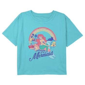 Girl's The Little Mermaid Ariel Actually I'm a Mermaid Crop T-Shirt
