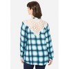 Roaman's Women's Plus Size Lace-Back Plaid Big Shirt - 3 of 4