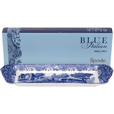Spode Blue Italian Small Tray - 9 Inch Porcelain Decorative Serving Tray - Shallow Serving Bowl for Salad, Pasta, Fruit, Appetizers, Snacks