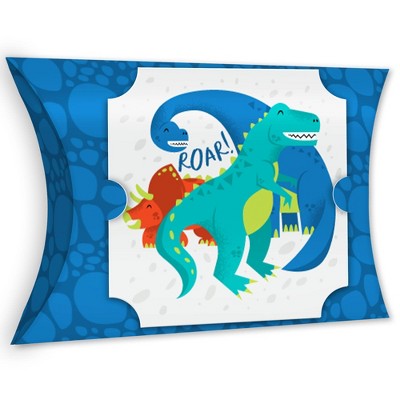 Big Dot of Happiness Roar Dinosaur - Favor Gift Boxes - Dino Mite Trex Baby Shower or Birthday Party Large Pillow Boxes - Set of 12