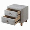 Vynxaria Classic 2-Drawer Nightstand - Plush Boucle Upholstery, Wooden Legs, Curved Frame, Bedroom Furniture - 2 of 4