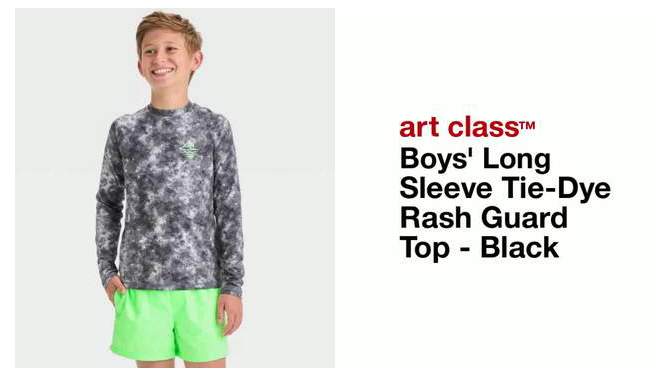 Boys&#39; Long Sleeve Tie-Dye Rash Guard Top - art class&#8482; Black, 2 of 5, play video