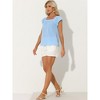 INSPIRE CHIC Women's Summer Square Neck Gingham Cap Sleeve Blouses - 4 of 4