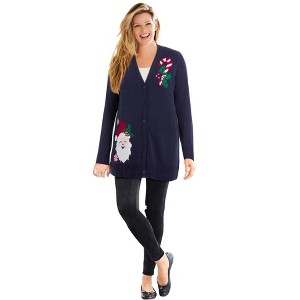 Woman Within Holiday Cardigan - 1 of 4